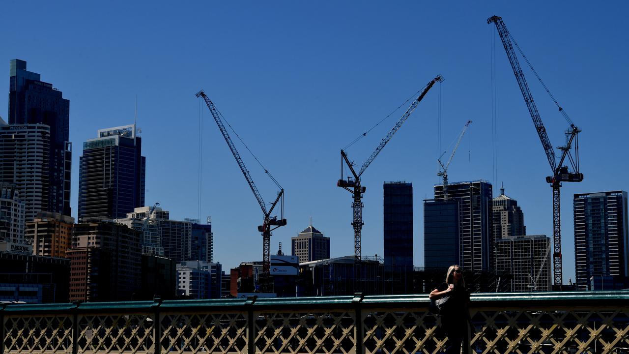 Construction cranes in central Sydney.