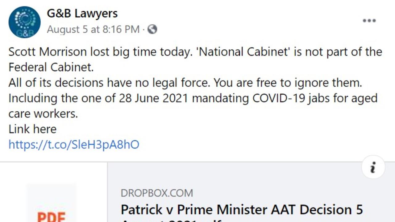 The Facebook post