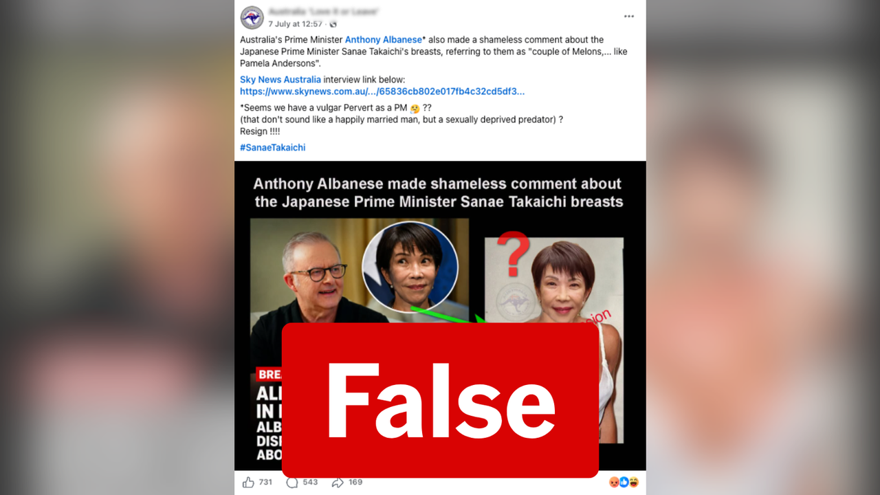 Screenshot of a Facebook post making the false claim.