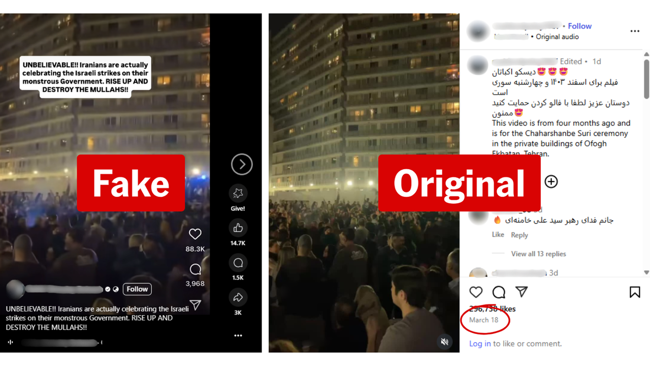 Iranian fire festival and fake Facebook post on Israel Iran strikes 