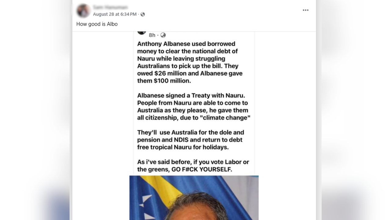 A screenshot of the false Facebook post