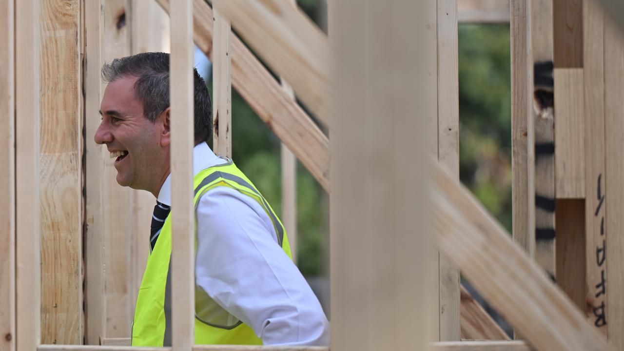 Jim Chalmers pictured on a building site.