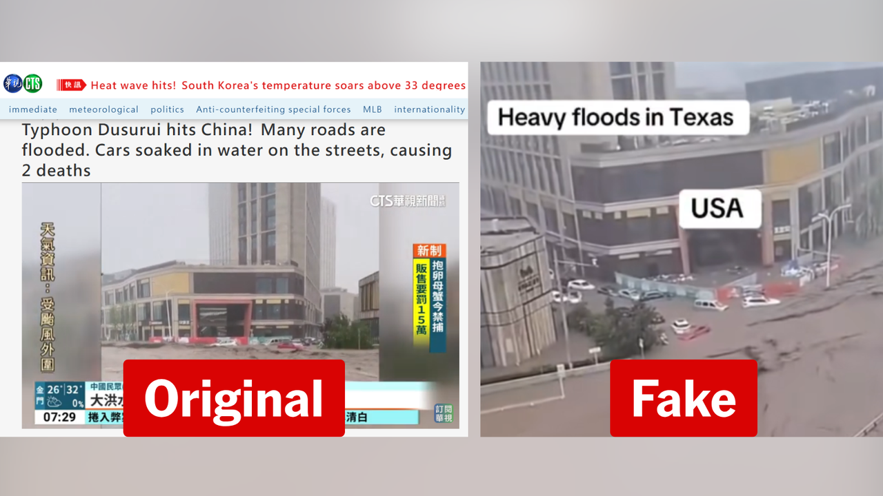 Original and fake pics of flooding in China/Texas