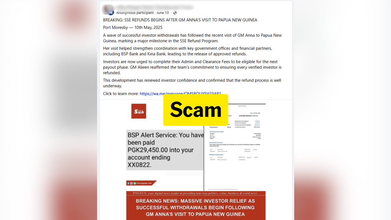 Fake Facebook post claiming SSE refunds.