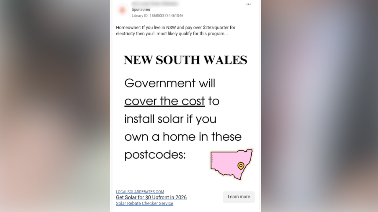 Misleading Facebook ads are spruiking free solar panels