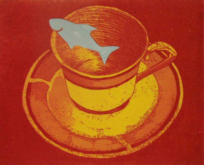 Itaglio [etching] portraits of Tea Cups from the &quot;Storm in a Teacup&quot; series&nbsp;<br />
Dimensions are for Image size