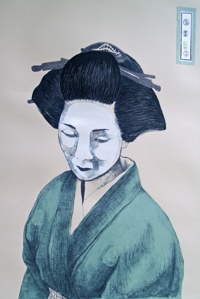 Hand-coloured Lithograph with Chine-coll&eacute;