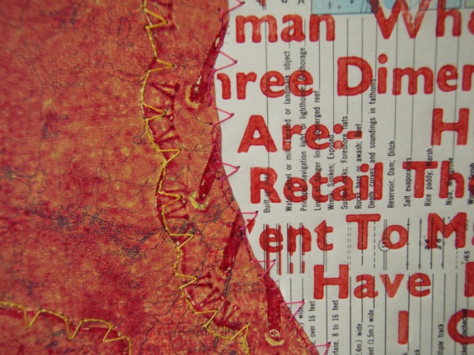 Artists book: Solander box, Collographs, Letterpress, Altered Maps, Sewn &amp; Thread