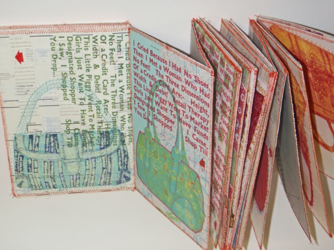 Artists book: Solander box, Collographs, Letterpress, Altered Maps, Sewn &amp; Thread