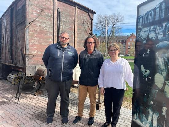 Mr. Stark, Mr. Bilton, and Ms. Donnelly observed the “Hate Ends Now” exhibit at St. John’s Prep.