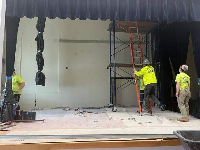 CCL students expanded the stage at Assembly Hall using proper PPE and looking great in their uniforms!