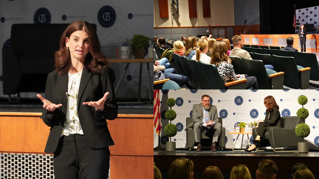 A collage of photos of Dr. Wexler addressing the crowd