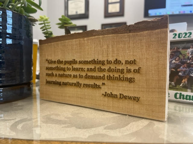 The Arboriculture and Engineering programs created these beautiful signs for the annual School Committee dinner. John Dewey i