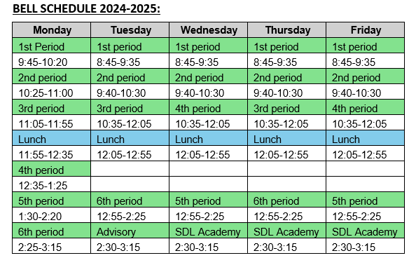 Steller 2024 2025 school year bell schedule