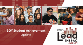 BOY Student Achievement Update title page with collage of students