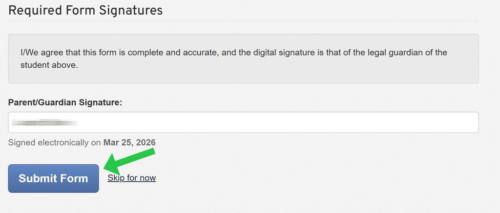 Submit Forms Screen