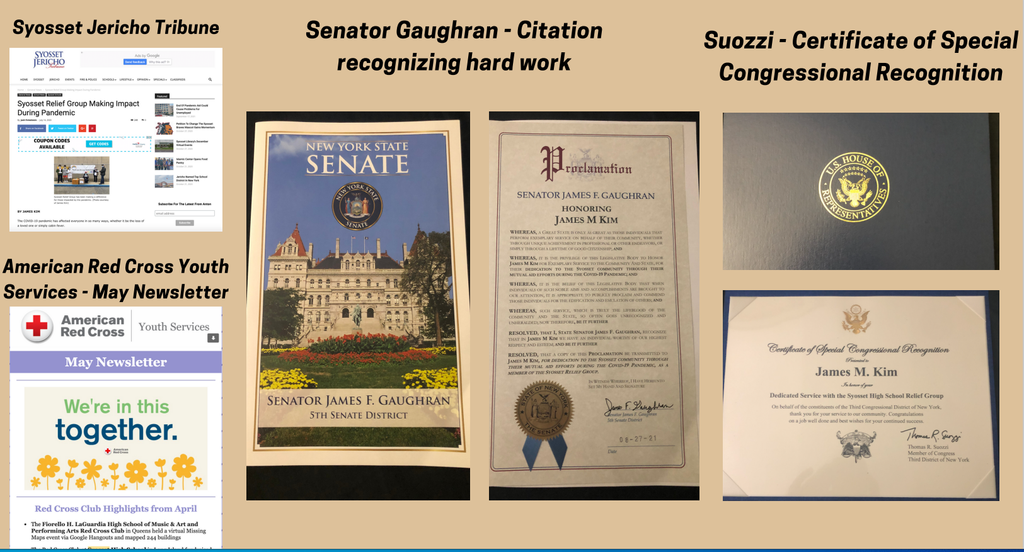 Recognitions received by the Syosset Relief Club