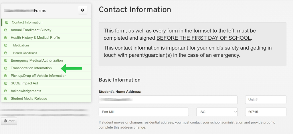 Transportation Information Selection