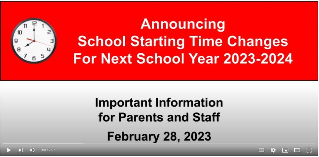 IMPORTANT Announcing School Starting Time Changes For 20232024