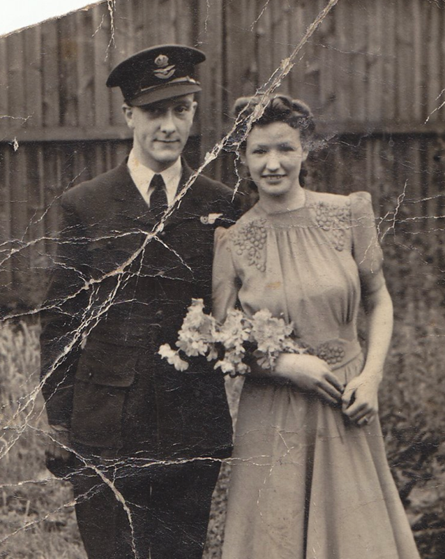 Aircrew member Harrison and his bride