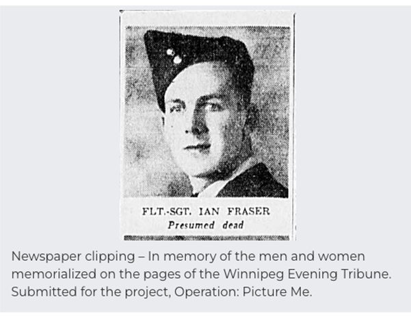 Newspaper clipping of aircrew member Iain Fraser
