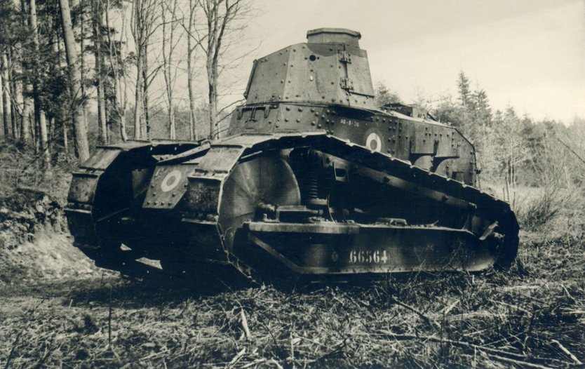 A British tank entering battle.