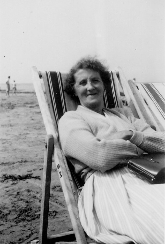 Lily relaxing in a deck chair post retirement.