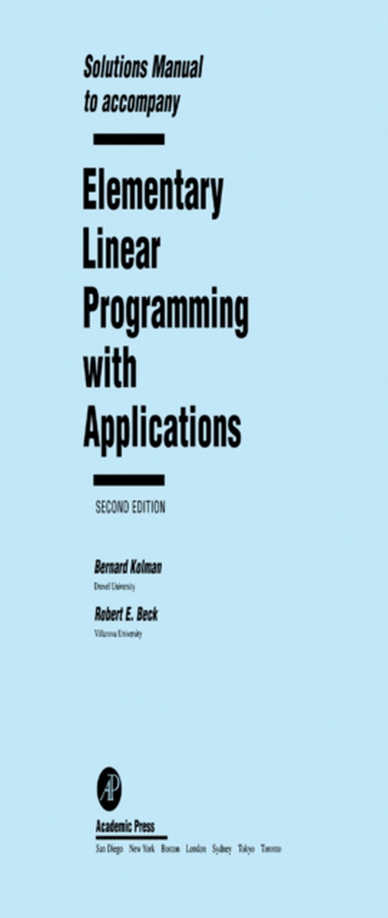 Solutions Manual to accompany Elementary Linear Programming with Applications (e-bog) af Kolman, Bernard