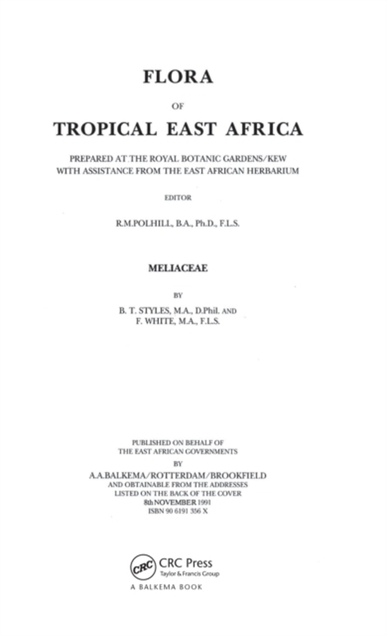Flora of Tropical East Africa - Meliaceae (1991) (e-bog) af White, Frank