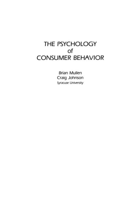 Psychology of Consumer Behavior (e-bog) af Johnson, Craig