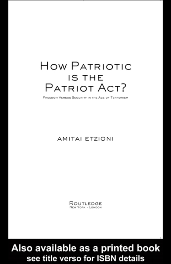 How Patriotic is the Patriot Act? (e-bog) af Etzioni, Amitai