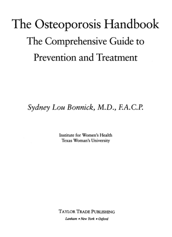 Osteoporosis Handbook (e-bog) af Bonnick, Sydney Lou