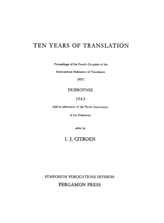 Ten Years of Translation (e-bog) af -