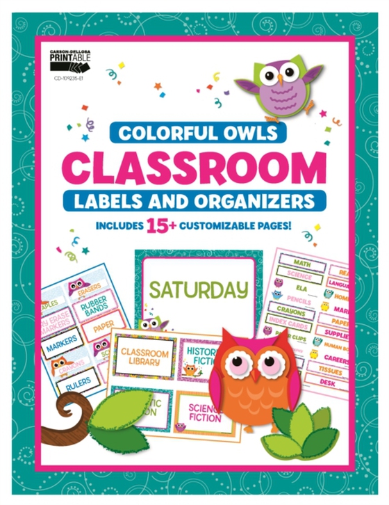 Colorful Owls Classroom Labels and Organizers