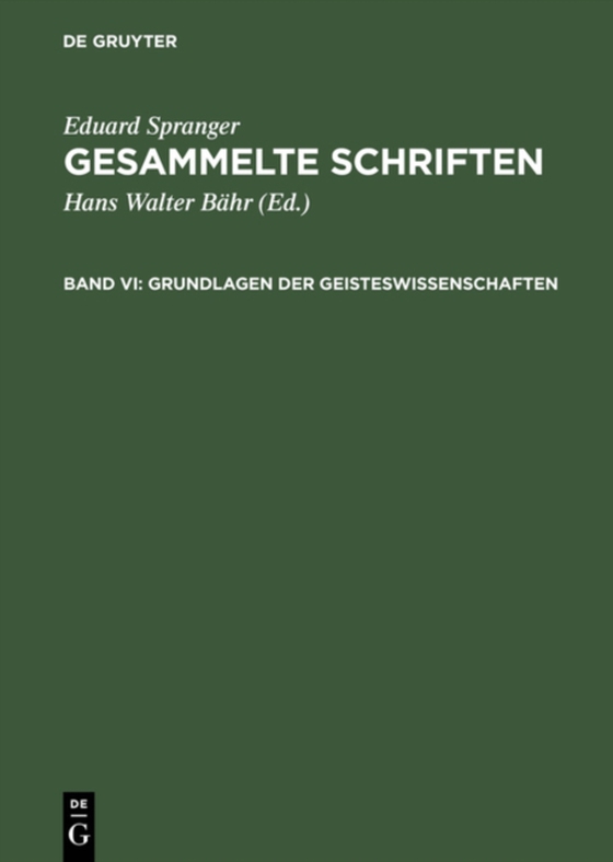 Grundlagen der Geisteswissenschaften (e-bog) af Spranger, Eduard