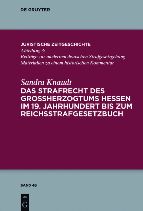 Das Strafrecht des Großherzogtums Hessen im 19. Jahrhundert bis zum Reichsstrafgesetzbuch