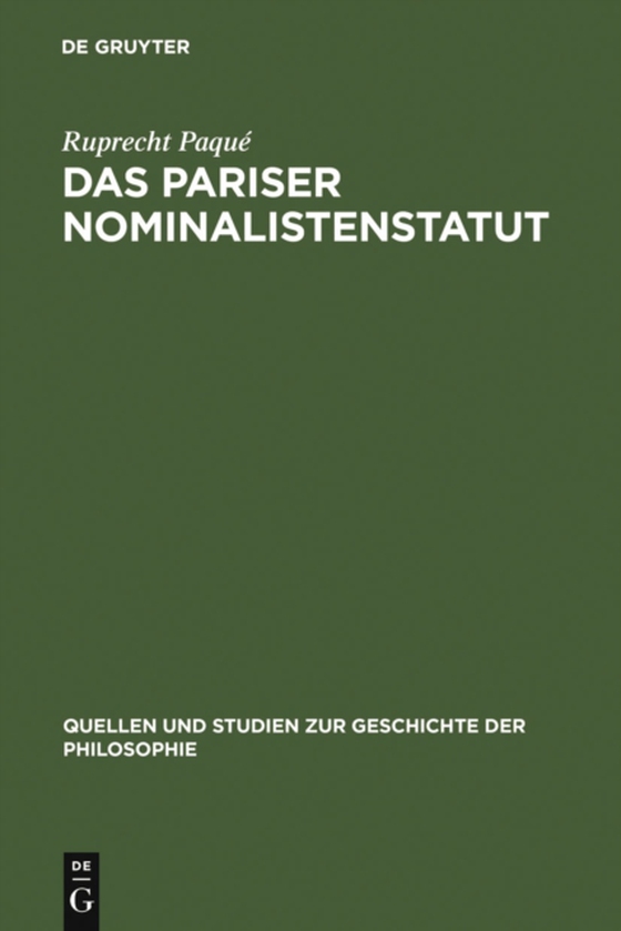 Das Pariser Nominalistenstatut (e-bog) af Paque, Ruprecht