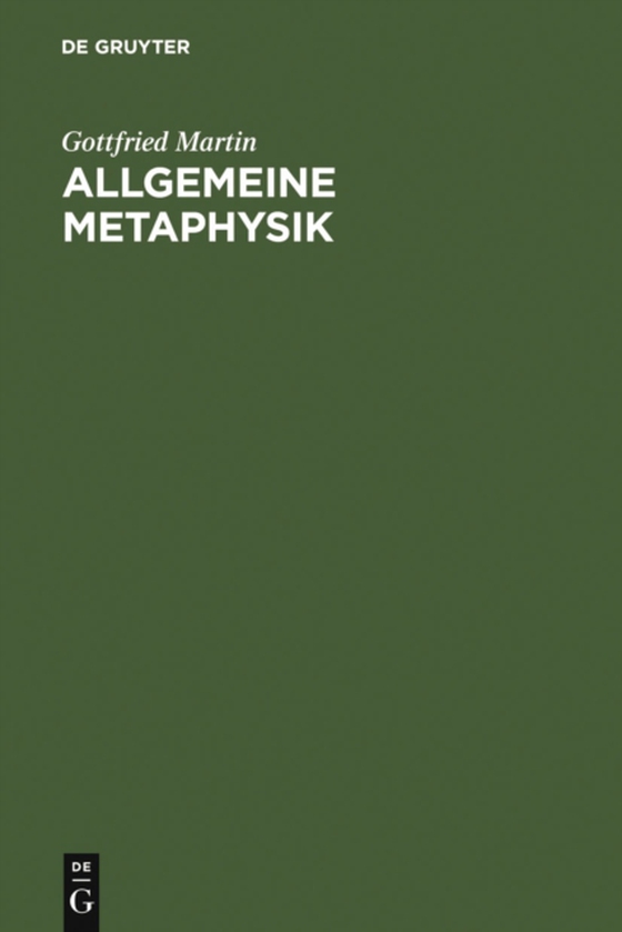 Allgemeine Metaphysik (e-bog) af Martin, Gottfried