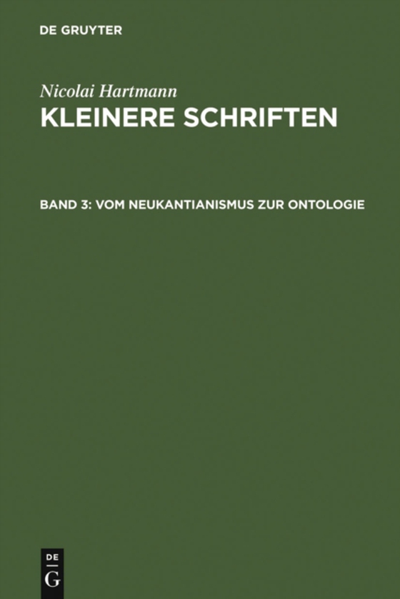 Vom Neukantianismus zur Ontologie