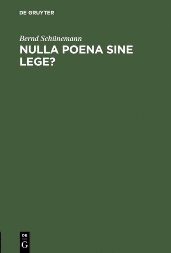 Nulla poena sine lege? (e-bog) af Schunemann, Bernd