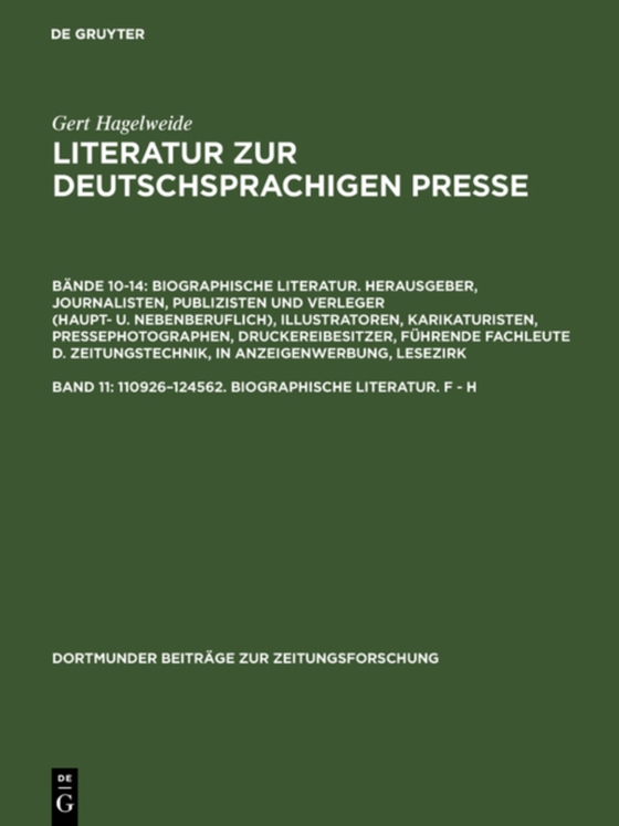 110926–124562. Biographische Literatur. F - H