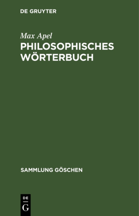 Philosophisches Wörterbuch (e-bog) af Apel, Max