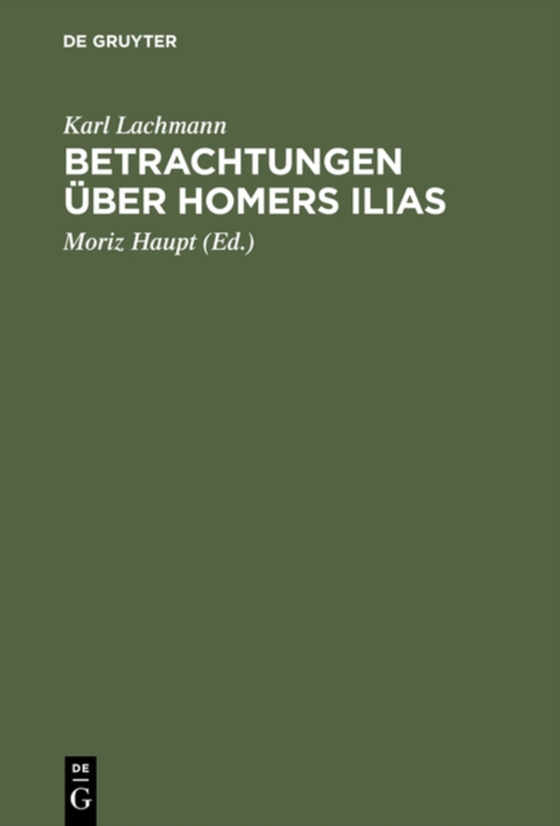 Betrachtungen über Homers Ilias (e-bog) af Lachmann, Karl