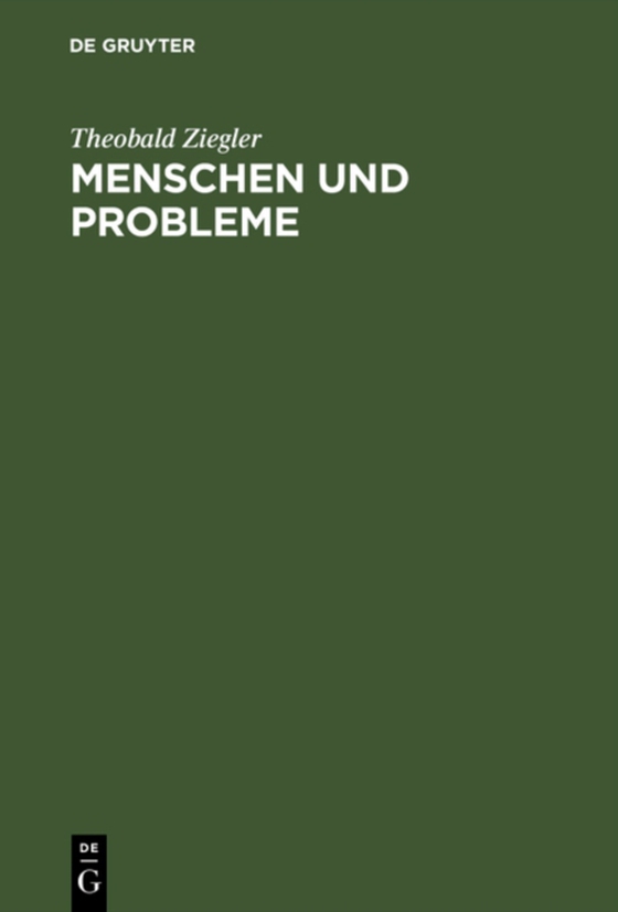 Menschen und Probleme (e-bog) af Ziegler, Theobald