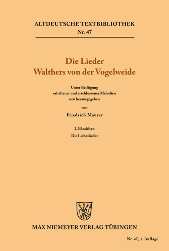 Die Lieder Walthers von der Vogelweide (e-bog) af Vogelweide, Walther von der