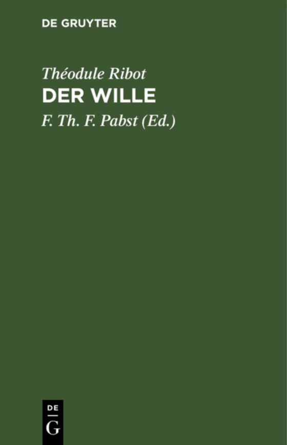 Der Wille (e-bog) af Ribot, Theodule