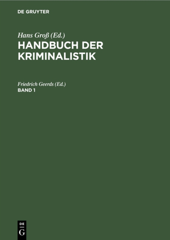 Handbuch der Kriminalistik. Band 1 (e-bog) af -