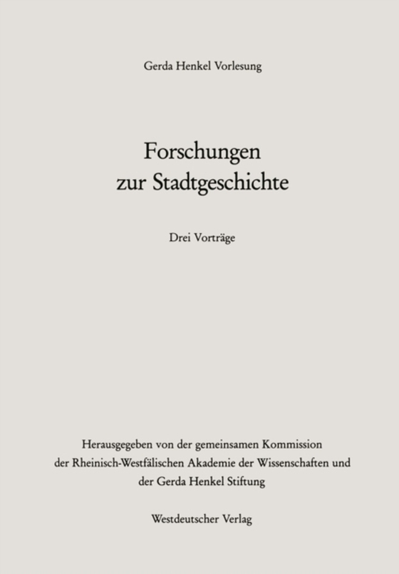 Forschungen zur Stadtgeschichte (e-bog) af Gall, Lothar