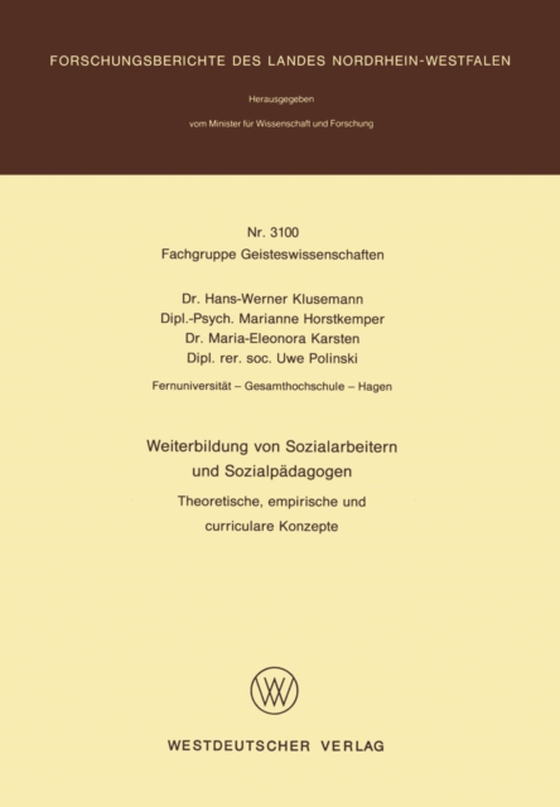 Weiterbildung von Sozialarbeitern und Sozialpädagogen (e-bog) af Klusemann, Hans-Werner