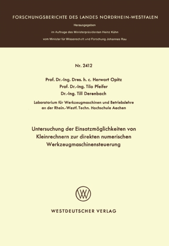 Untersuchung der Einsatzmöglichkeiten von Kleinrechnern zur direkten numerischen Werkzeugmaschinensteuerung